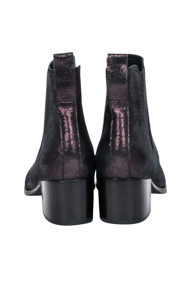 Current Boutique-Rag & Bone - Black Oil Slick Iridescent Shimmer Short Boots Sz 8.5