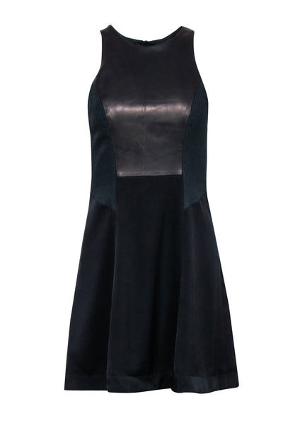 Current Boutique-Rag & Bone - Black Sleeveless Dress w/ Lambskin Detail Sz 0