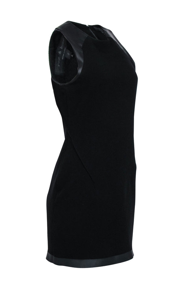 Current Boutique-Rag & Bone - Black Sleeveless Faux Leather Trim Detail Dress Sz 4