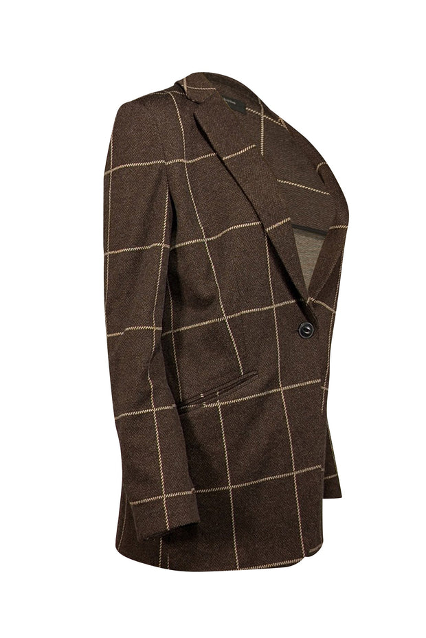 Current Boutique-Rag & Bone - Dark Brown & Beige Check Knit Blazer Sz 6