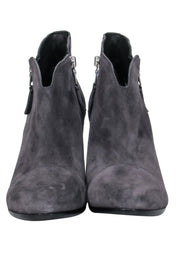 Current Boutique-Rag & Bone - Grey Suede Block Heel Booties w/ Dual-Side Zippers Sz 10