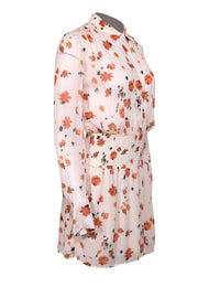 Current Boutique-Rag & Bone - Ivory w/ Orange & Navy Floral Print Semi-Sheer Dress Sz XS