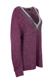 Current Boutique-Rag & Bone - Magenta V-neck Oversized Sweater Sz L