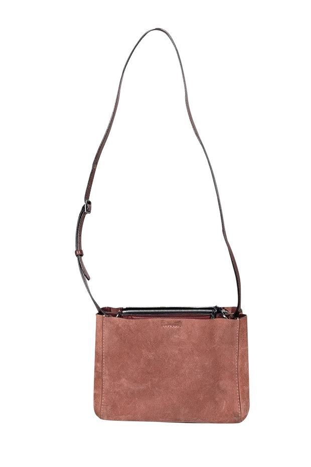 Current Boutique-Rag & Bone - Mauve Suede w/ Red & Brown Leather Crossbody