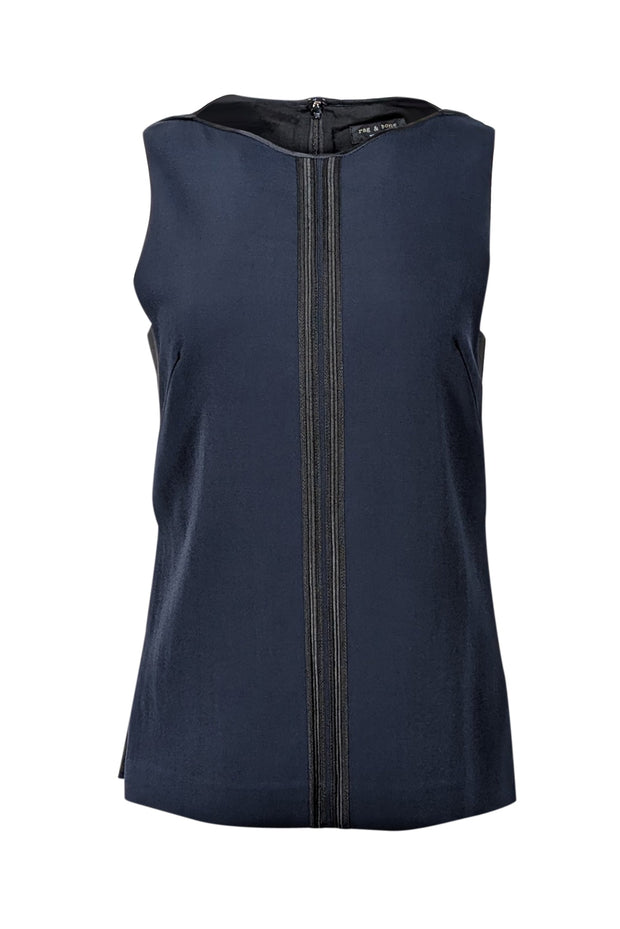 Current Boutique-Rag & Bone - Navy & Black w/ Cut-Out Detail Sleeveless Top Sz S