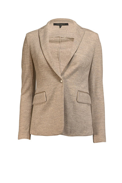 Current Boutique-Rag & Bone - Oatmeal Beige Wool Blazer w/ Grosgrain Trim Sz 00