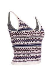 Current Boutique-Rag & Bone - Off-White, Maroon, & Blue Fair Isle Wool Cami Sz XS