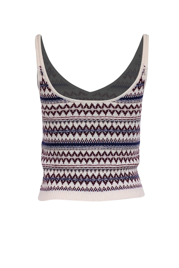 Current Boutique-Rag & Bone - Off-White, Maroon, & Blue Fair Isle Wool Cami Sz XS