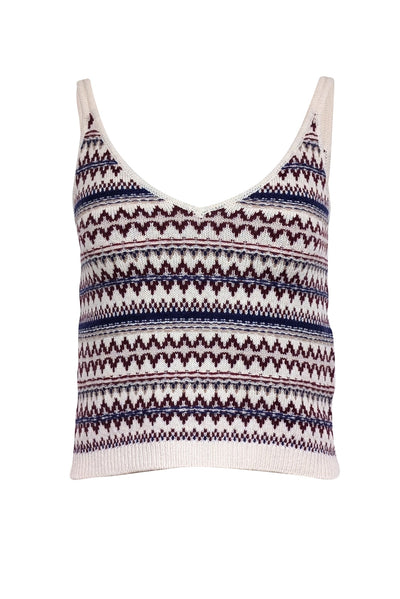 Current Boutique-Rag & Bone - Off-White, Maroon, & Blue Fair Isle Wool Cami Sz XS