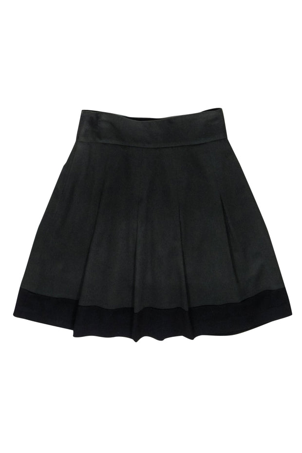 Current Boutique-Rag & Bone - Olive & Black Cashmere Pleated A-Line Skirt Sz 6