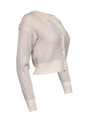 Current Boutique-Rag & Bone - Pale Pink & Cream Wool Two-Tone Cropped Cardigan Sz S