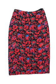 Current Boutique-Rag & Bone - Red & Black Floral Print Twist-Front "Amber" Skirt Sz 2