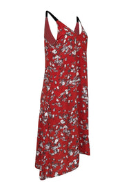 Current Boutique-Rag & Bone - Red w/ White, Grey, & Black Floral Print Silk Midi Dress Sz XS