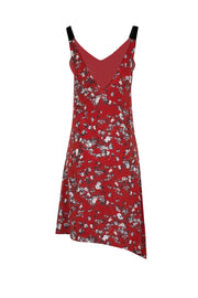 Current Boutique-Rag & Bone - Red w/ White, Grey, & Black Floral Print Silk Midi Dress Sz XS