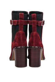 Current Boutique-Rag & Bone - Rust Red Suede Short Boots w/ Stud Trim Sz 8