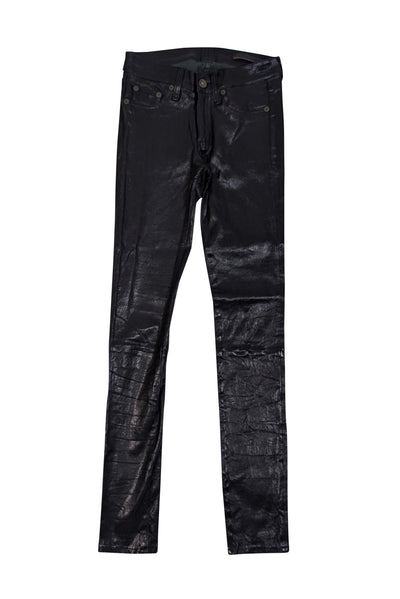 Current Boutique-Rag & Bone - Washed Black 100% Lamb Leather Skinny Pants Sz 00