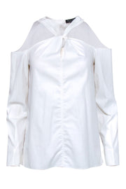 Current Boutique-Rag & Bone - White Button-Up Cold Shoulder Blouse Sz S