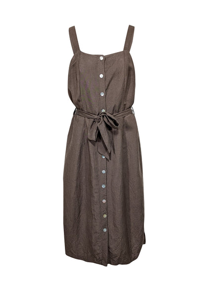 Current Boutique-Rails - Army Green Linen Blend Belted Midi Dress Sz L