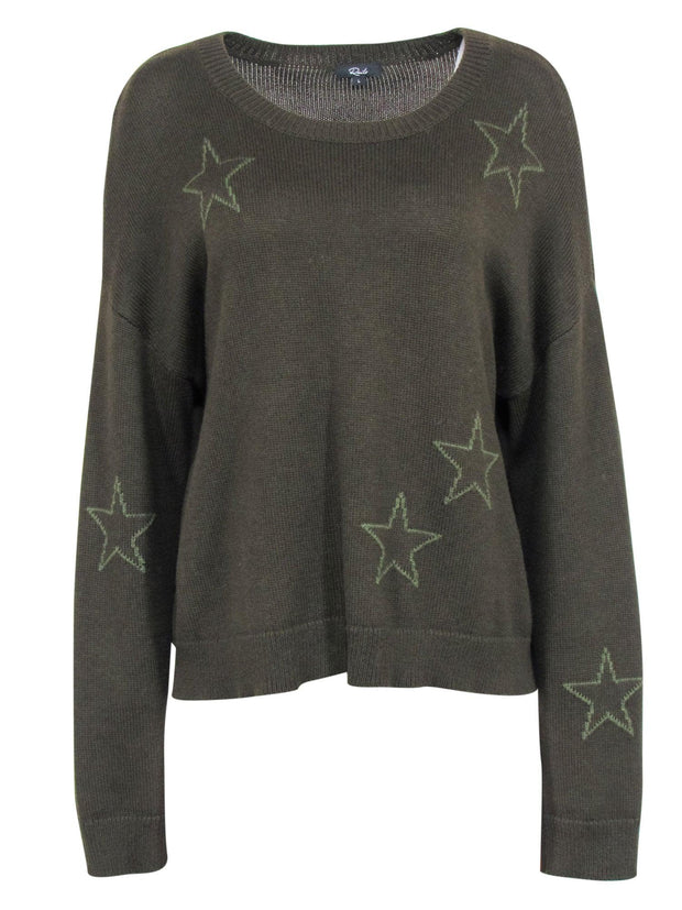 Current Boutique-Rails - Olive Scoop Neck Star Sweater Sz L