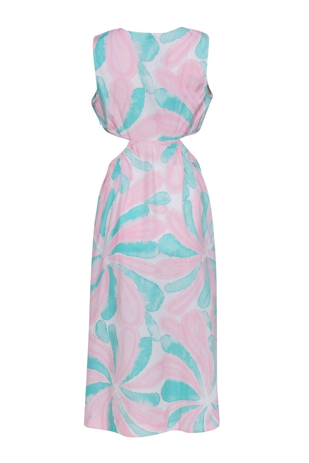 Current Boutique-Rails - Pink & Turquoise Print Cut-Out Maxi Dress Sz M