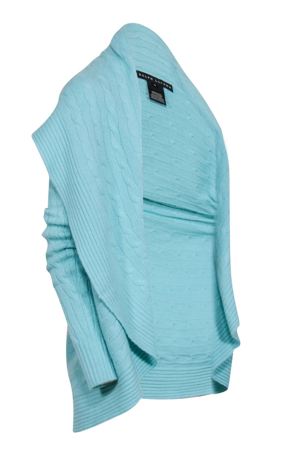 Current Boutique-Ralph Lauren - Aqua Blue Open-Front Cashmere Cardigan Sz M