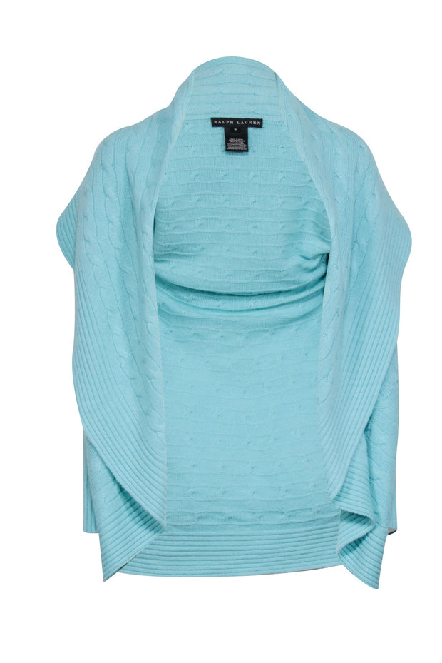 Current Boutique-Ralph Lauren - Aqua Blue Open-Front Cashmere Cardigan Sz M