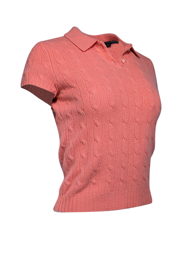 Current Boutique-Ralph Lauren - Coral Orange Cashmere Polo Shirt Sz M