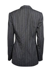 Current Boutique-Ralph Lauren - Grey Stripe Double Breasted Wool Blazer Sz 10