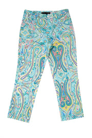 Current Boutique-Ralph Lauren - Mint Green w/ Multicolor Paisley Print Cotton Pants Sz 4