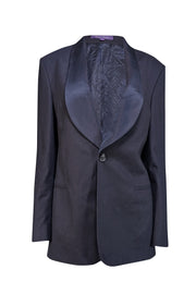 Current Boutique-Ralph Lauren Navy Blue Wool Blend w/ Silk Lapel Blazer Sz 10