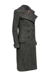 Current Boutique-Ralph Lauren Purple Label - Olive & Black Wool & Cashmere Blend Herringbone Coat Sz 4