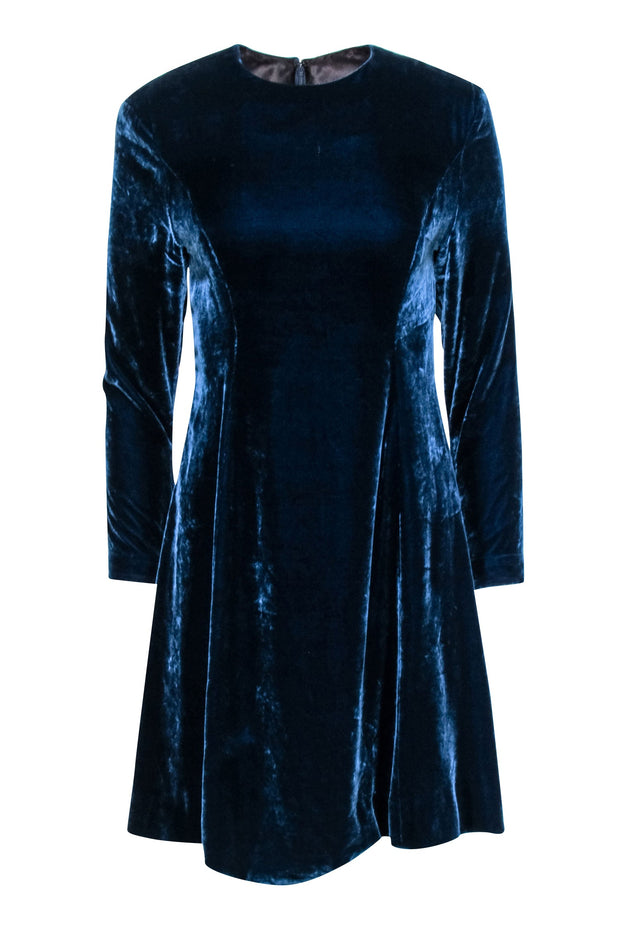 Current Boutique-Ralph Lauren - Teal Velvet Long Sleeve Dress Sz 6