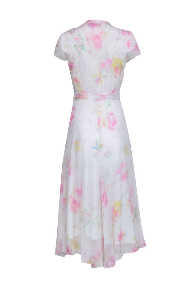 Current Boutique-Ralph Lauren - White w/ Pink, & Yellow Floral Print Wrap Dress Sz 4