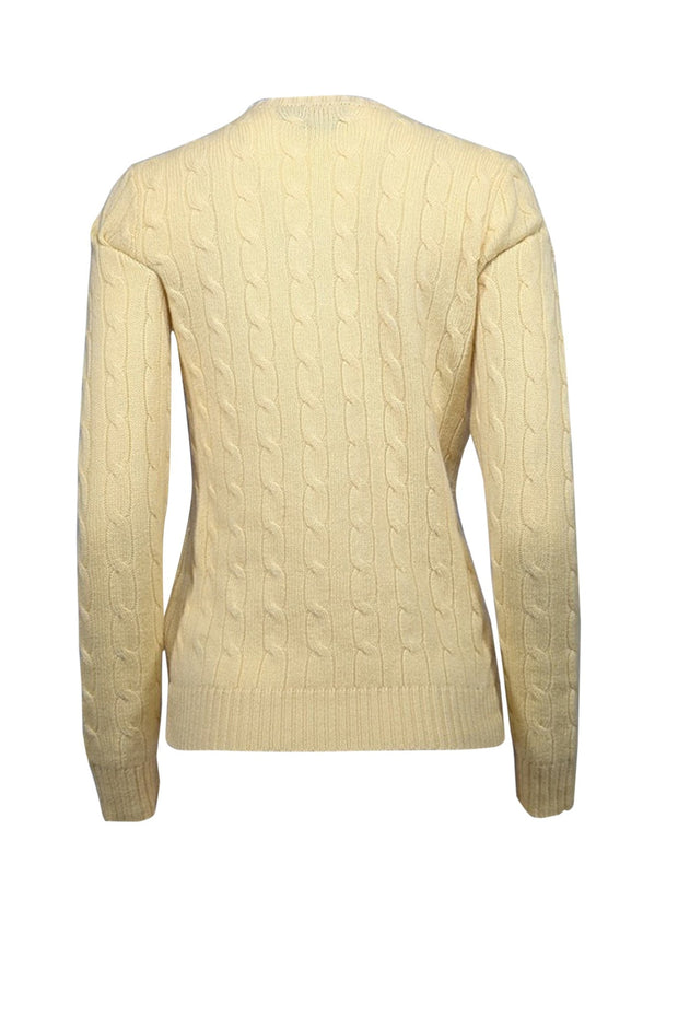 Current Boutique-Ralph Lauren - Yellow Crewneck Cashmere Cable Knit Sweater Sz M