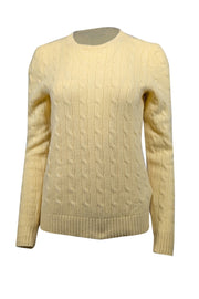 Current Boutique-Ralph Lauren - Yellow Crewneck Cashmere Cable Knit Sweater Sz M