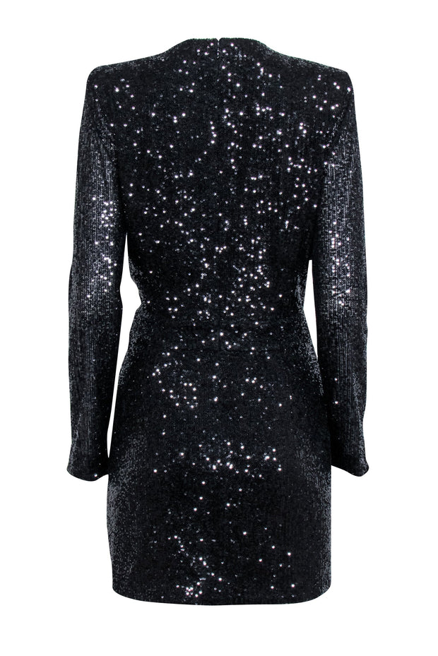 Current Boutique-Ramy Brook - Black Sequin Faux Wrap Dress Sz 8