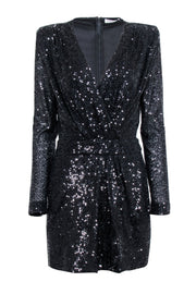 Current Boutique-Ramy Brook - Black Sequin Faux Wrap Dress Sz 8