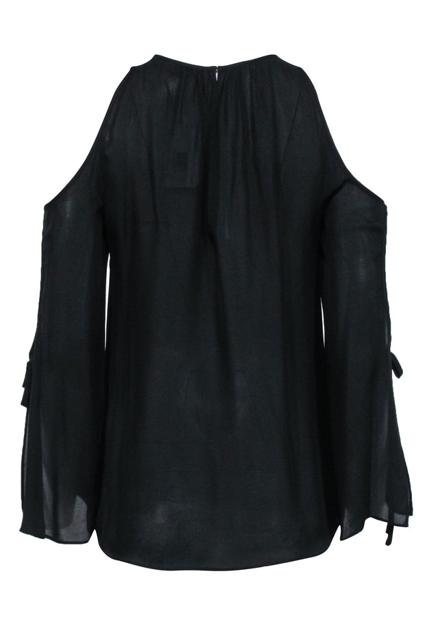 Current Boutique-Ramy Brook - Black Sheer Cold Shoulder Blouse Sz XS