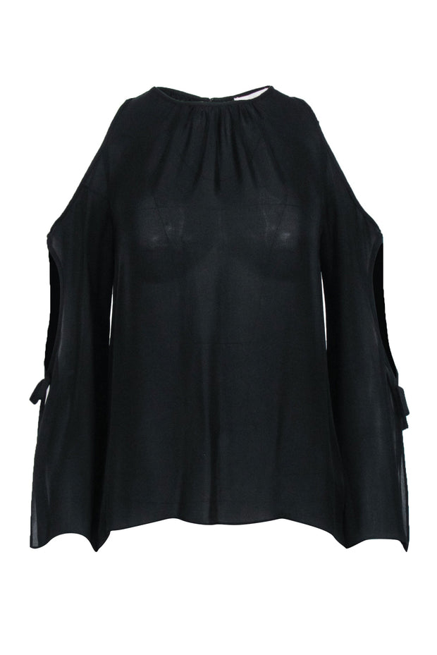 Current Boutique-Ramy Brook - Black Sheer Cold Shoulder Blouse Sz XS