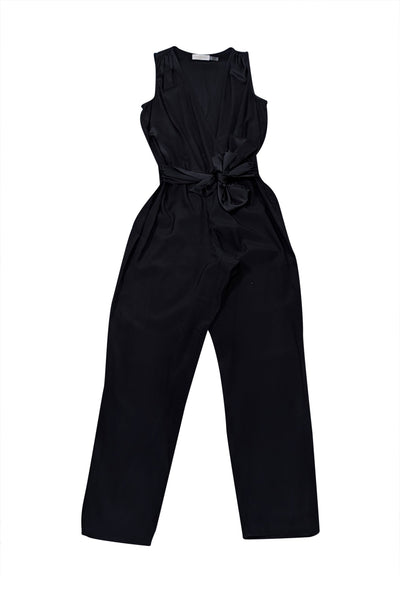 Current Boutique-Ramy Brook - Black Silk Blend Wrap Bodice Jumpsuit Sz XS