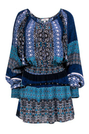 Current Boutique-Ramy Brook - Blue & Black Print Long Sleeve Dress Sz S