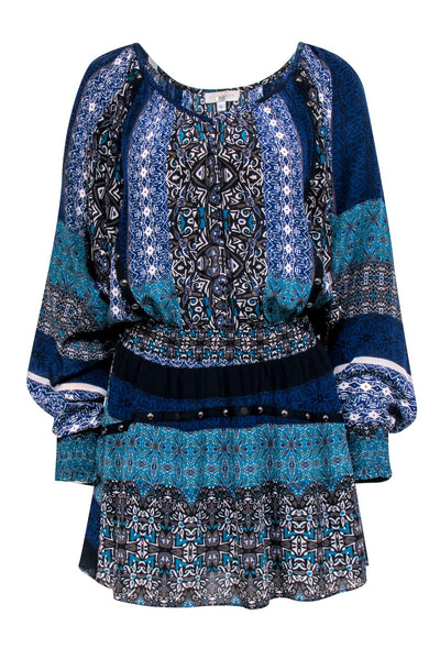 Current Boutique-Ramy Brook - Blue & Black Print Long Sleeve Dress Sz S