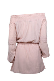 Current Boutique-Ramy Brook - Blush Pink Satin Long Sleeve Off-the-Shoulder Dress Sz S