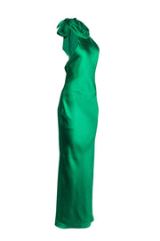 Current Boutique-Ramy Brook - Green Satin High Neck "Tatiana" Gown Sz 2