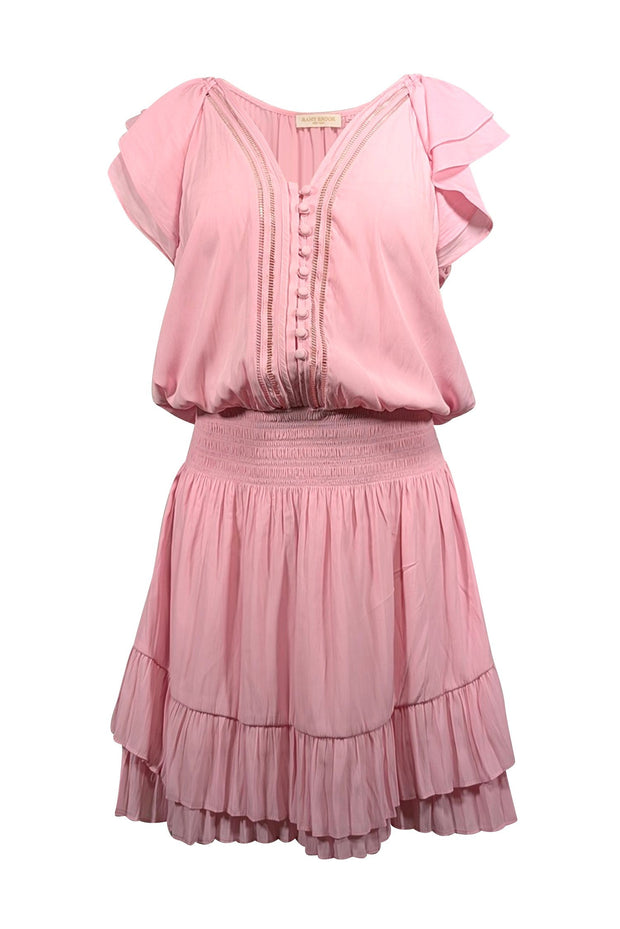 Current Boutique-Ramy Brook - Light Pink Ruffled Cap Sleeve Smocked Waist Dress Sz XS