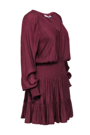 Current Boutique-Ramy Brook - Maroon Long Sleeve Smocked Waist Dress Sz M