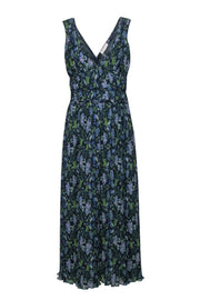 Current Boutique-Ramy Brook - Navy, Purple, & Green Floral Print Sleeveless Dress Sz S