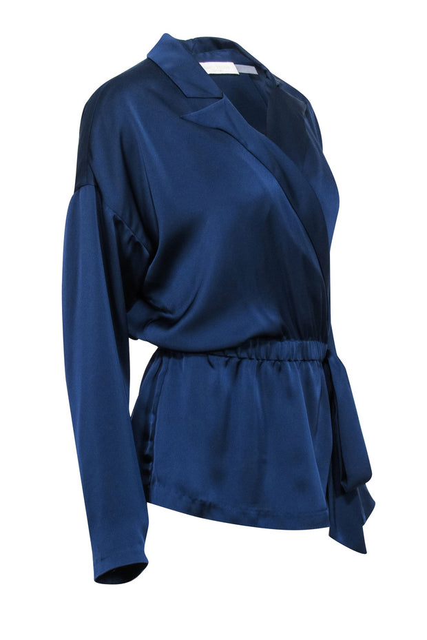 Current Boutique-Ramy Brook - Navy Satin Wrap Top Sz S