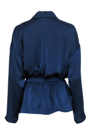 Current Boutique-Ramy Brook - Navy Satin Wrap Top Sz S