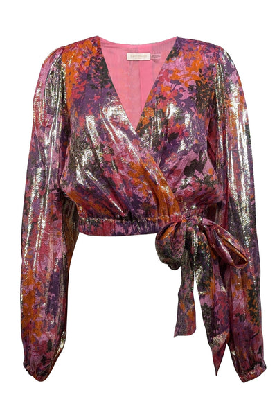 Current Boutique-Ramy Brook - Pink, Purple, & Orange Metallic Silk Blend Blouse Sz XXS